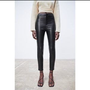 Zara Black Faux Leather Leggings XL